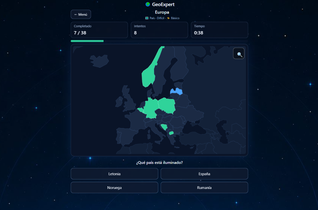 GeoExpert, el juego de geografía con el mapa de Europa