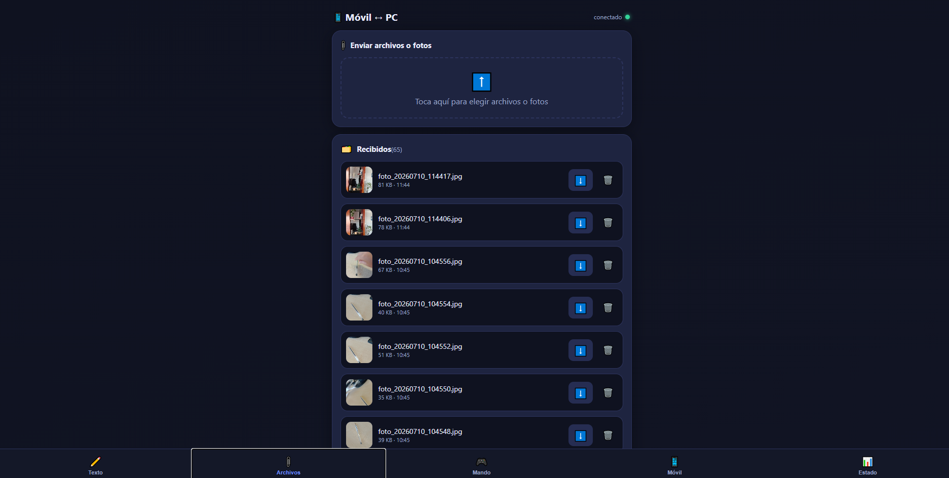 La app para conectar el movil y el ordenador por WiFi